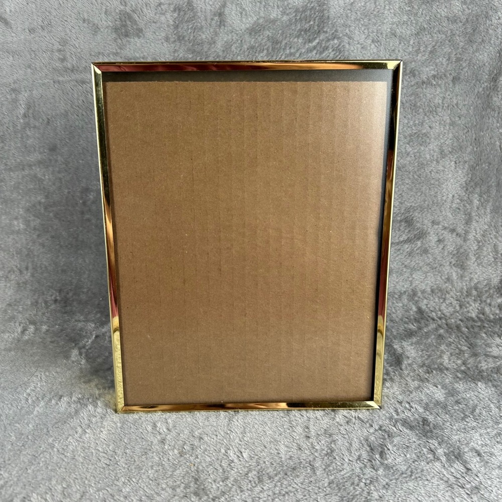 Vintage Gold Metal Photo Frame 8x10 Tabletop Easel Back Minimalist Decor